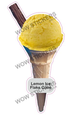 Lemon Ice Scoop Ice Cream Cone with Flake
