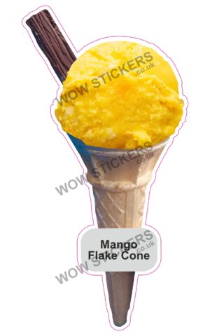 Mango Scoop Ice Cream Cone with Flake