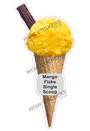 Mango Scoop Ice Cream Waffle Cone with Flake