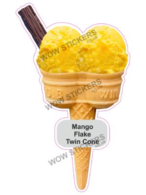 Mango Scoop Ice Cream Twin Cone with Flake