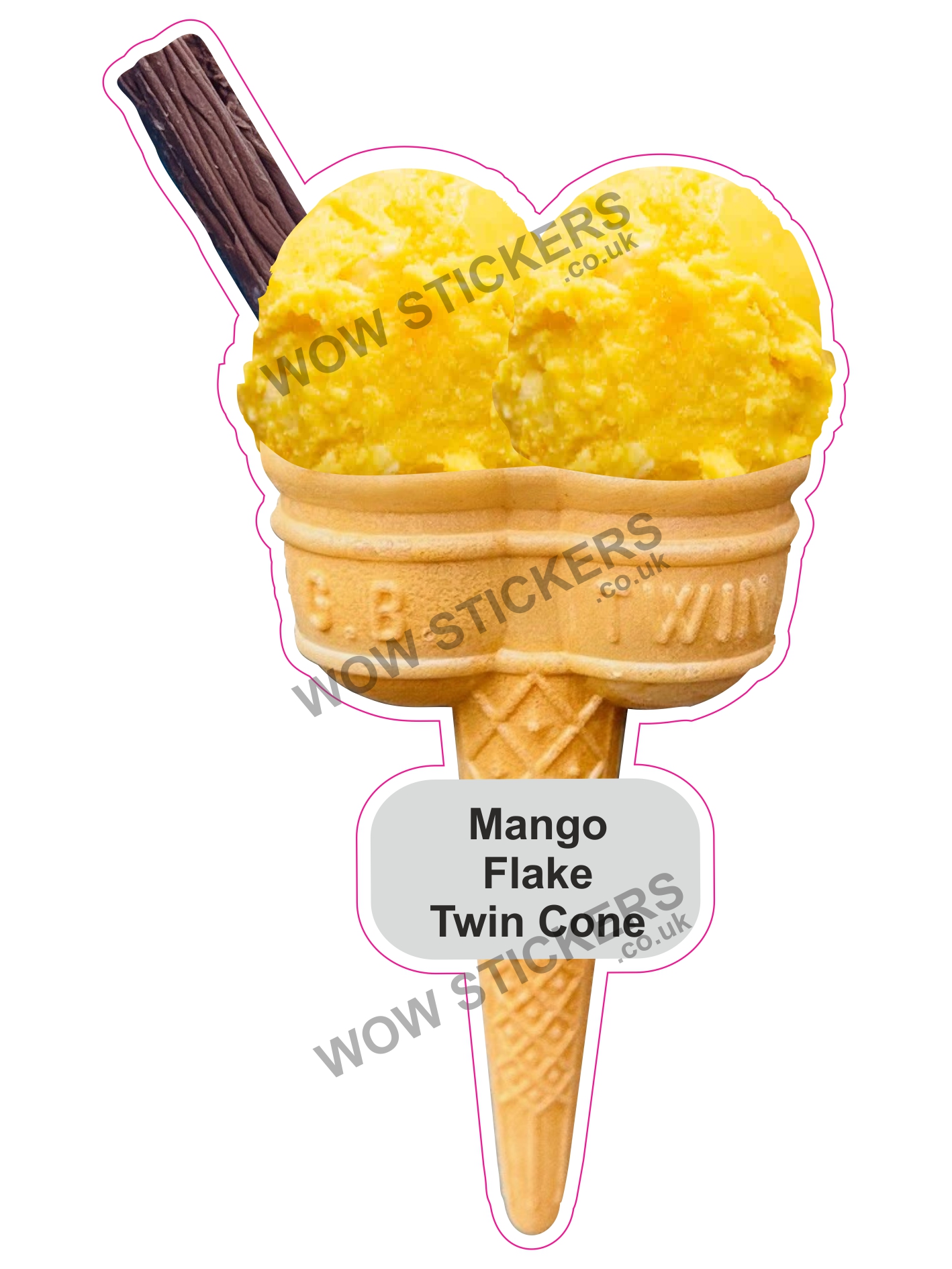 Mango Scoop Ice Cream Twin Cone with Flake