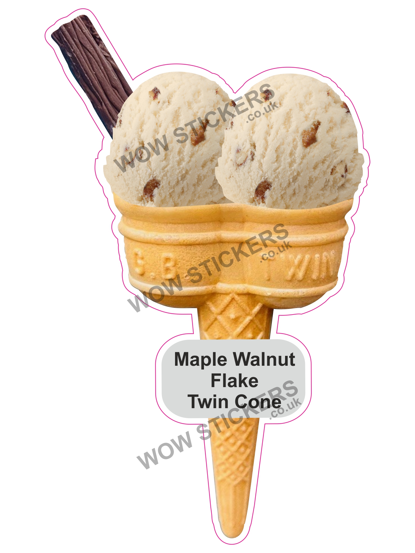 Maple Walnut Scoop Ice Cream Twin Cone with Flake