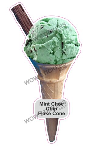Mint Choc Chip Scoop Ice Cream Cone with Flake