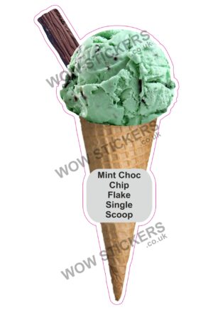Mint Choc Chip Scoop Ice Cream Waffle Cone with Flake