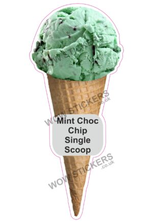Mint Choc Chip Scoop Ice Cream Waffle Cone