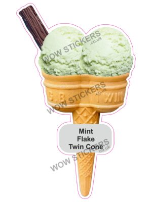 Mint Scoop Ice Cream Twin Cone with Flake
