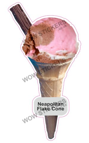 Neapolitan Scoop Ice Cream Cone with Flake