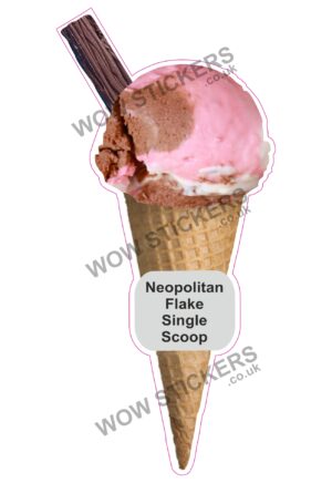 Neapolitan Scoop Ice Cream Waffle Cone with Flake