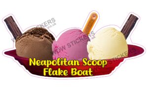 Neapolitan Scoop Ice Cream Boat with Flakes