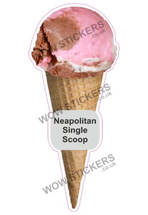 Neapolitan Scoop Ice Cream Waffle Cone