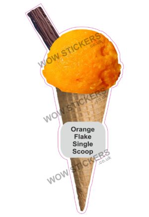 Orange Scoop Ice Cream Waffle Cone with Flake
