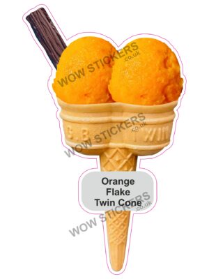Orange Scoop Ice Cream Twin Cone with Flake