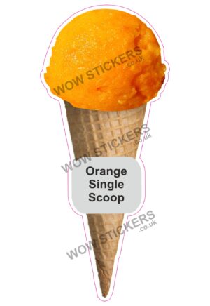 Orange Scoop Ice Cream Waffle Cone