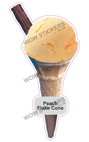 Peach Scoop Ice Cream Cone with Flake