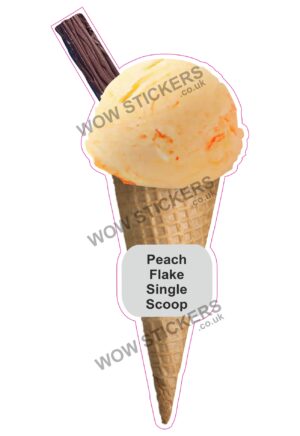 Peach Scoop Ice Cream Waffle Cone with Flake