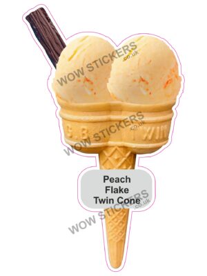 Peach Scoop Ice Cream Twin Cone with Flake
