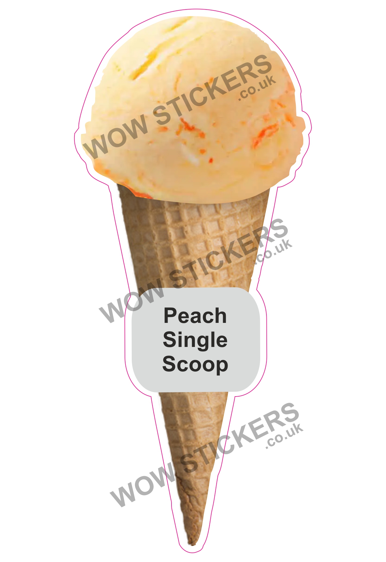 Peach Scoop Ice Cream Waffle Cone