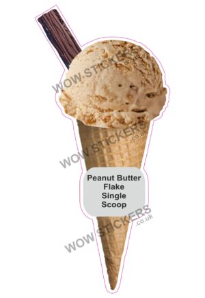 Peanut Butter Scoop Ice Cream Waffle Cone with Flake