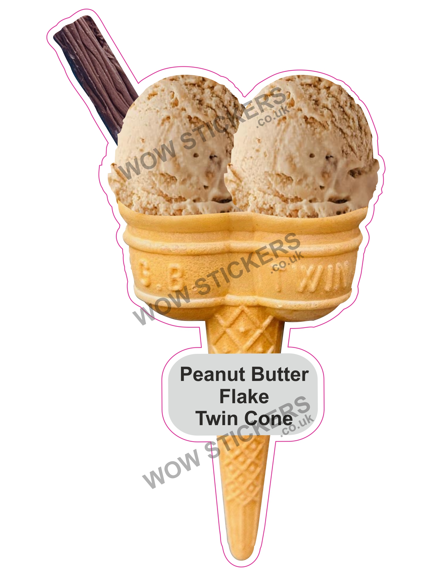 Peanut Butter Scoop Ice Cream Twin Cone with Flake