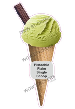 Pistachio Scoop Ice Cream Waffle Cone with Flake