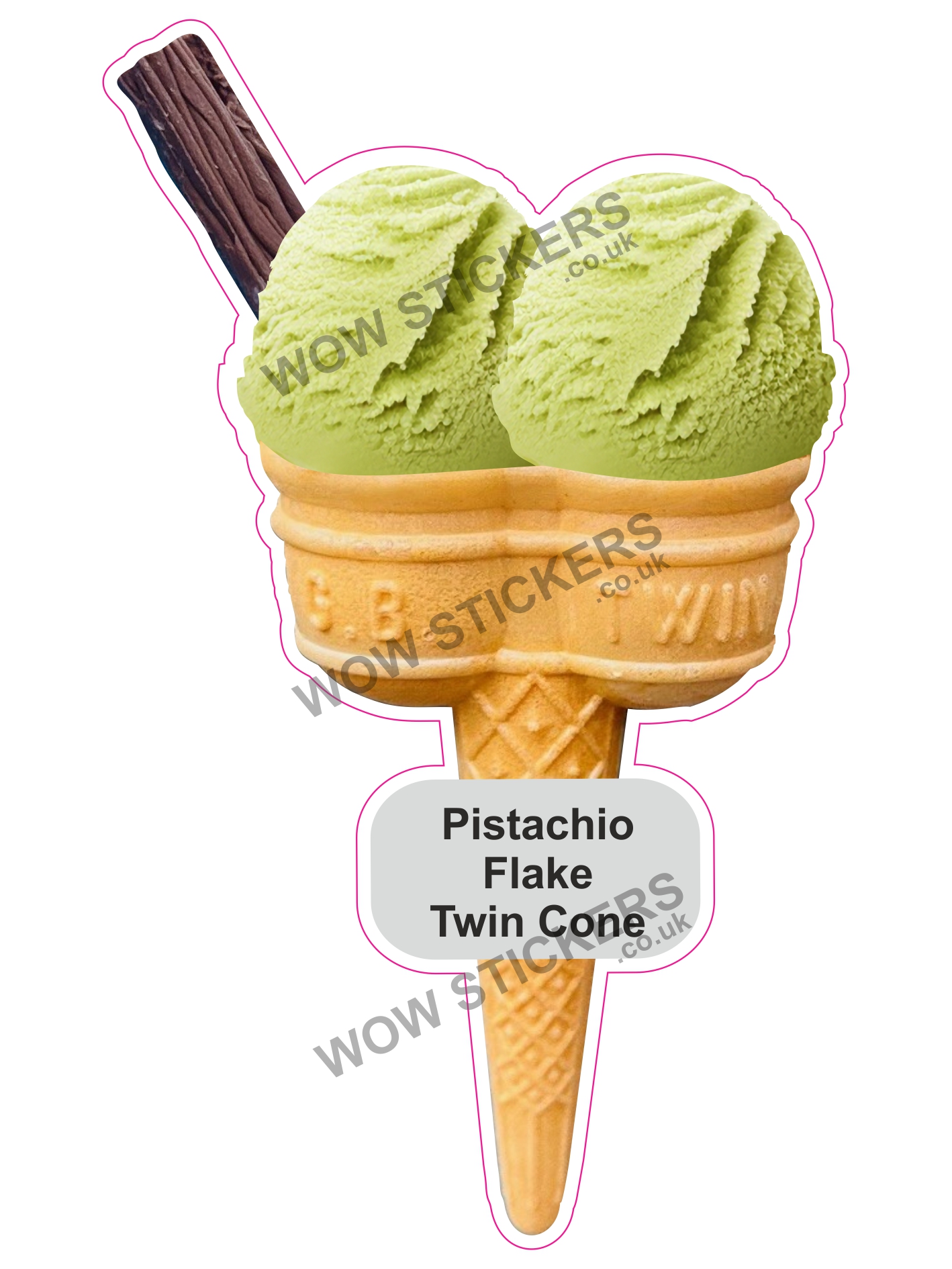 Pistachio Scoop Ice Cream Twin Cone with Flake