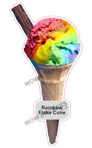 Rainbow Scoop Ice Cream Cone with Flake