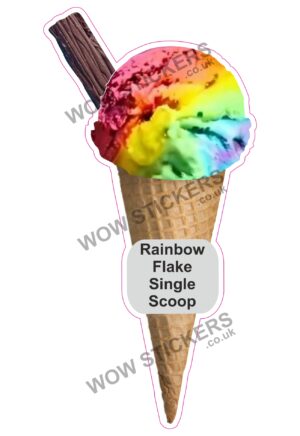 Rainbow Scoop Ice Cream Waffle Cone with Flake