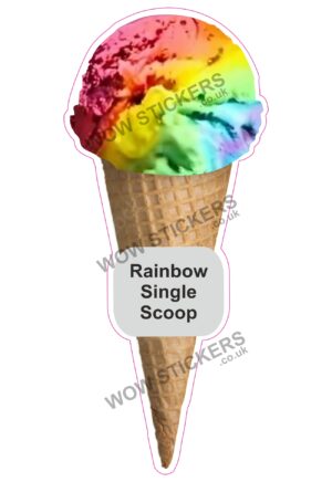 Rainbow Scoop Ice Cream Waffle Cone