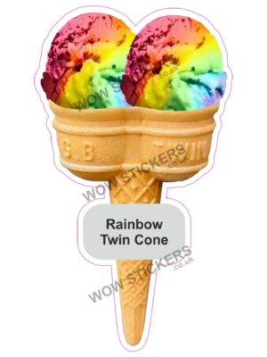 Rainbow Scoop Ice Cream Twin Cone