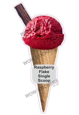 Raspberry Scoop Ice Cream Waffle Cone with Flake