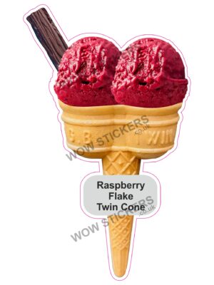 Raspberry Scoop Ice Cream Twin Cone with Flake