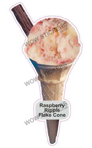 Raspberry Ripple Scoop Ice Cream Cone with Flake