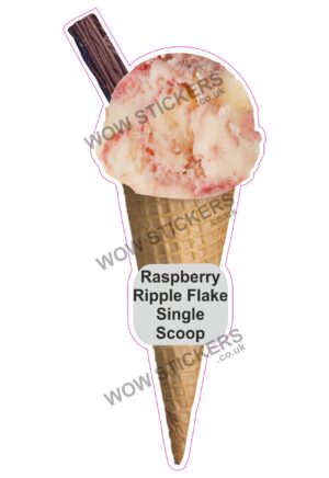 Raspberry Ripple Scoop Ice Cream Waffle Cone with Flake