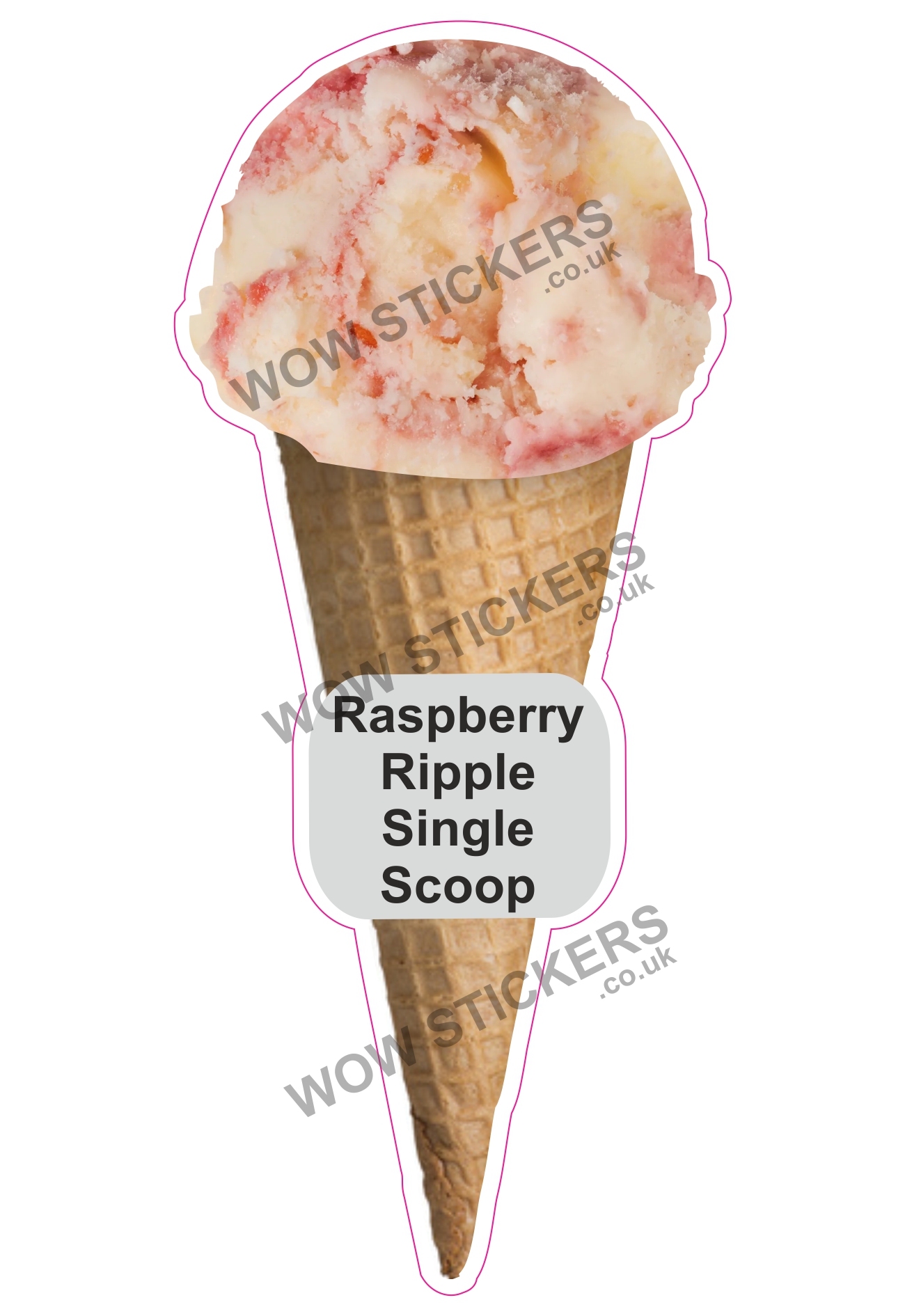 Raspberry Ripple Scoop Ice Cream Waffle Cone