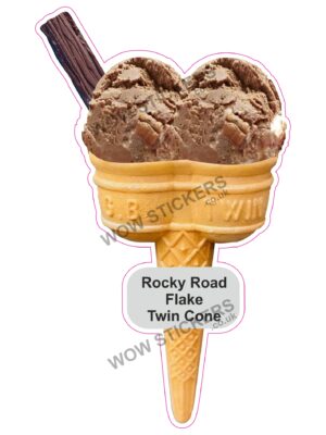 Rocky Road Scoop Ice Cream Twin Cone with Flake