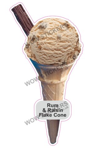 Rum & Raisin Scoop Ice Cream Cone with Flake