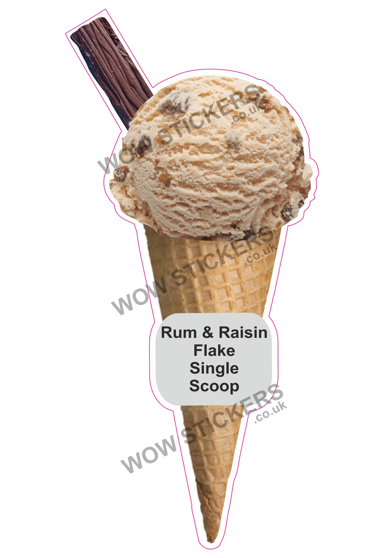 Rum & Raisin Scoop Ice Cream Waffle Cone with Flake