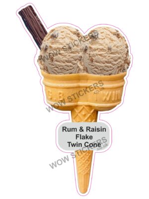 Rum & Raisin Scoop Ice Cream Twin Cone with Flake