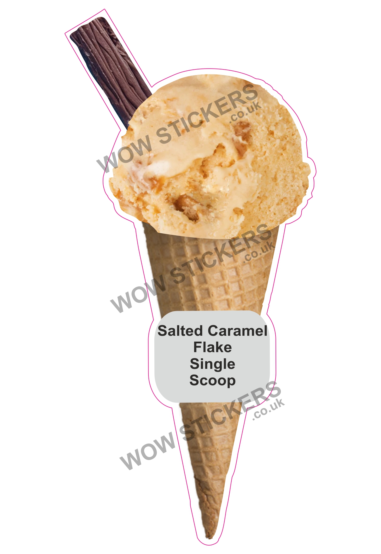 Salted Caramel Scoop Ice Cream Waffle Cone with Flake