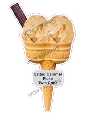 Salted Caramel Scoop Ice Cream Twin Cone with Flake