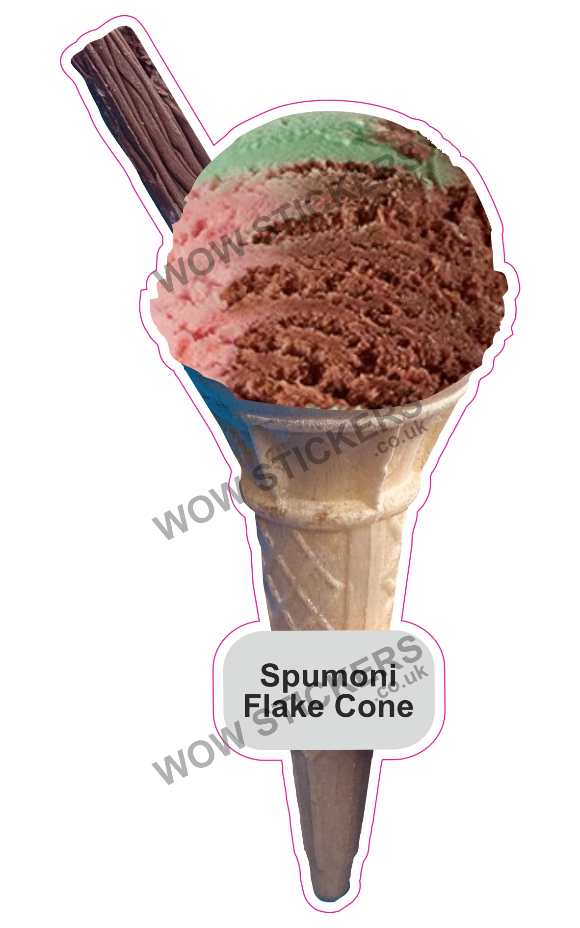 Spumoni Scoop Ice Cream Cone with Flake