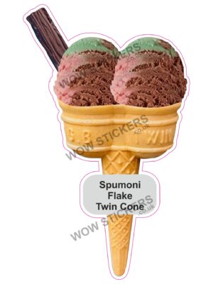 Spumoni Scoop Ice Cream Twin Cone with Flake