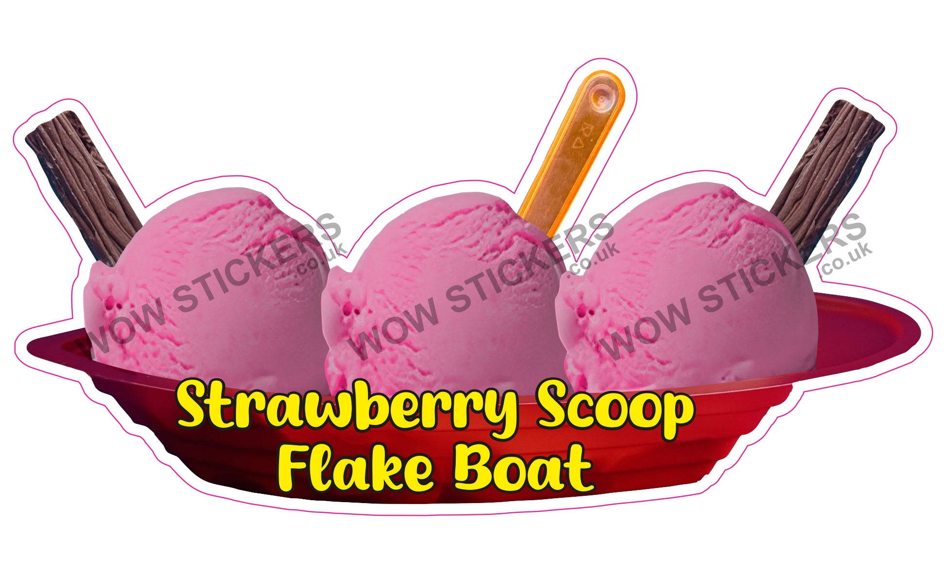 Strawberry Scoop Ice Cream Boat with Flakes