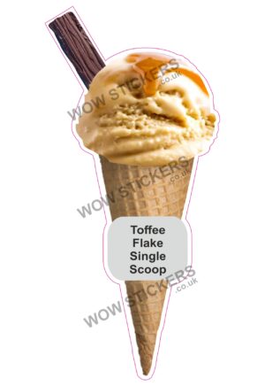 Toffee Scoop Ice Cream Waffle Cone with Flake