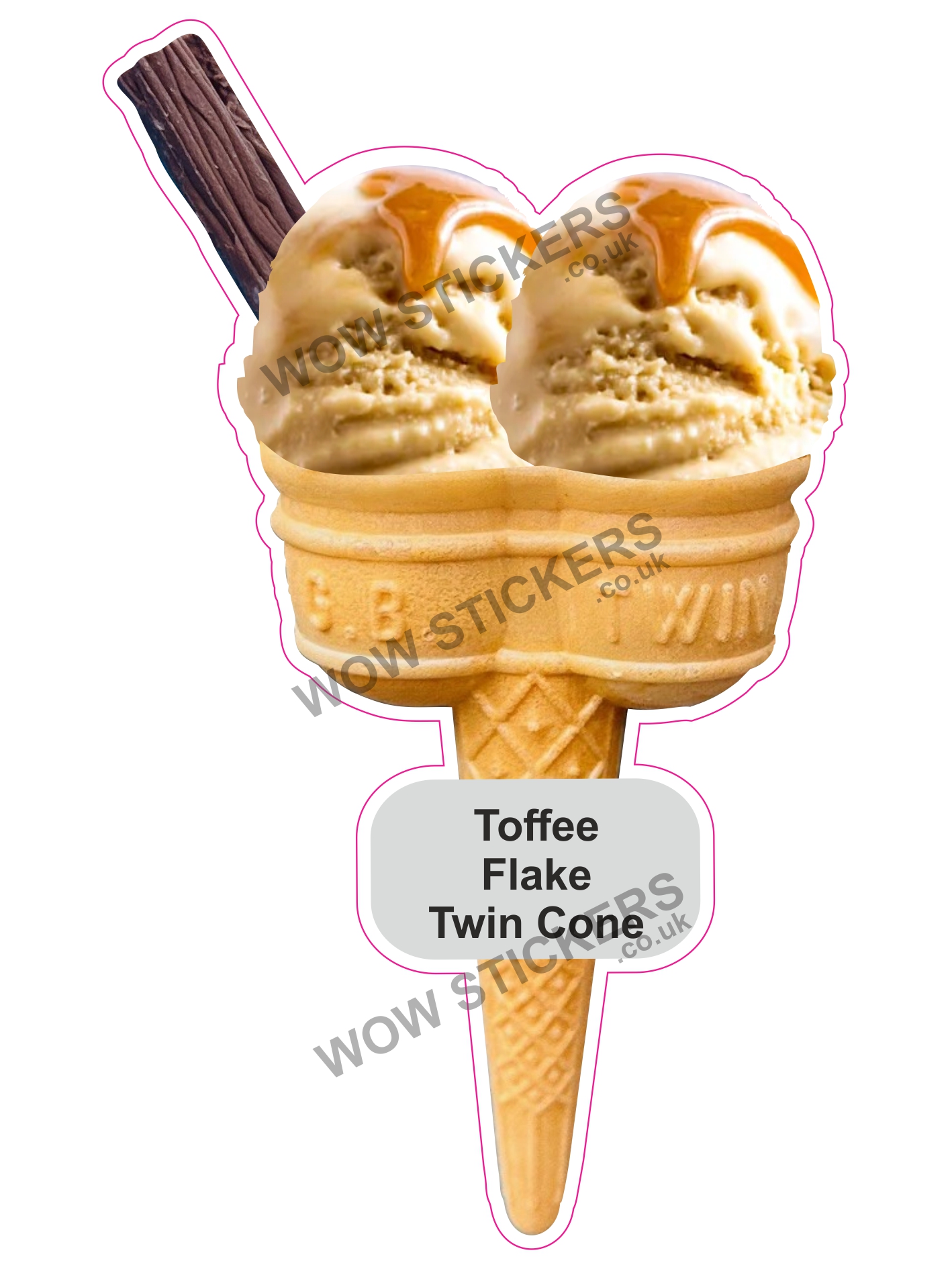 Toffee Scoop Ice Cream Twin Cone with Flake