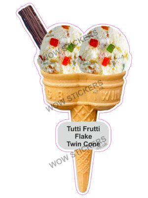 Tutti Frutti Scoop Ice Cream Twin Cone with Flake