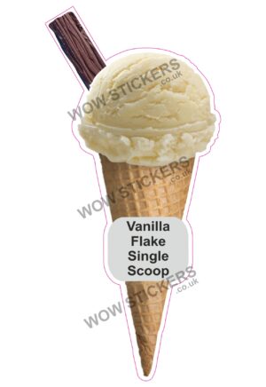 Vanilla Scoop Ice Cream Waffle Cone with Flake