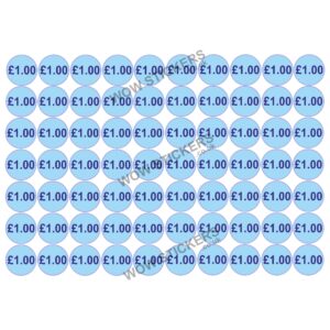 140 x £1.00 Price Tickets in Blue (20mm Diameter)
