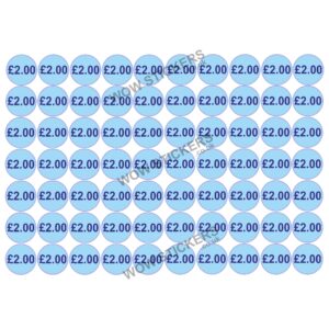 140 x £2.00 Price Tickets in Blue (20mm Diameter)