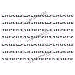 140 x £2.00 Price Tickets in White/Black (20mm Diameter)